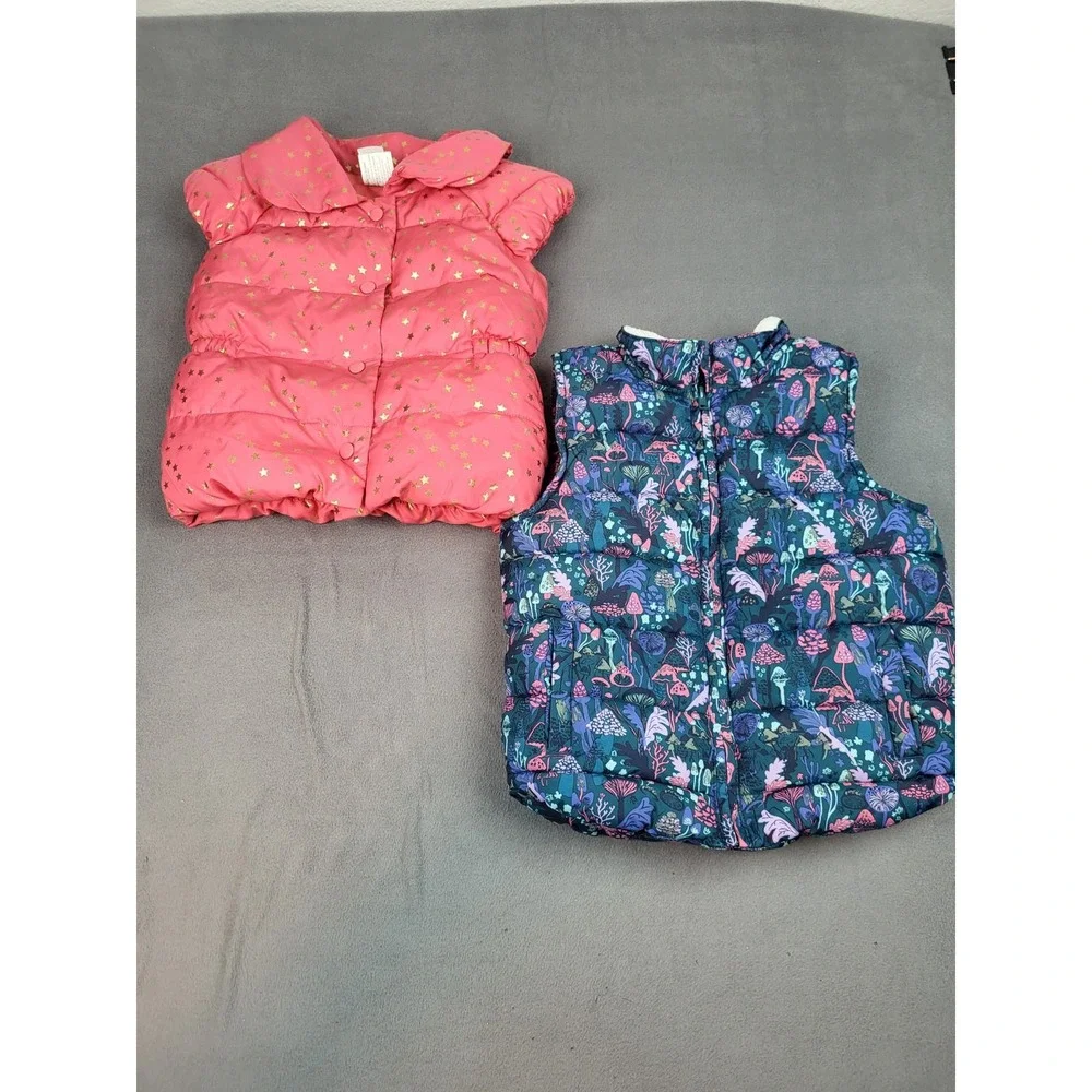 Lot Of 2 Gymboree Jackets‎ Girls 5y To 8y Puffer Vest Lightweight AOP Cute Coats